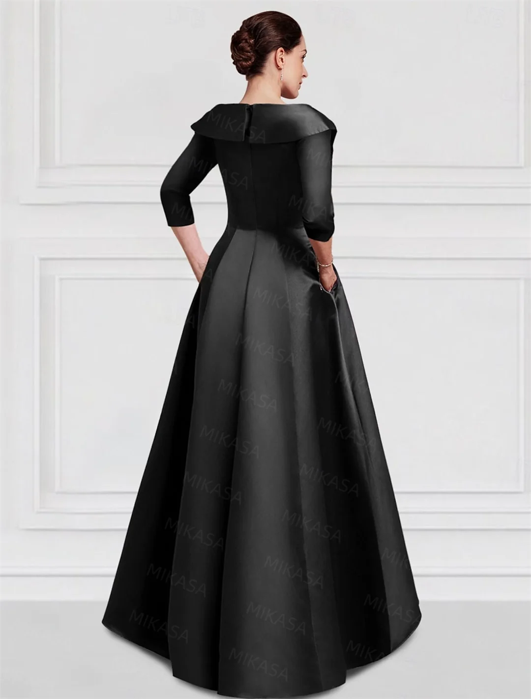 Elegant A Line Vintage Gown/Modern Three Quarter Sleeves V~Neck Dress/Party Gowns With Appliqué’s/Pockets Irregular Ruffles.
