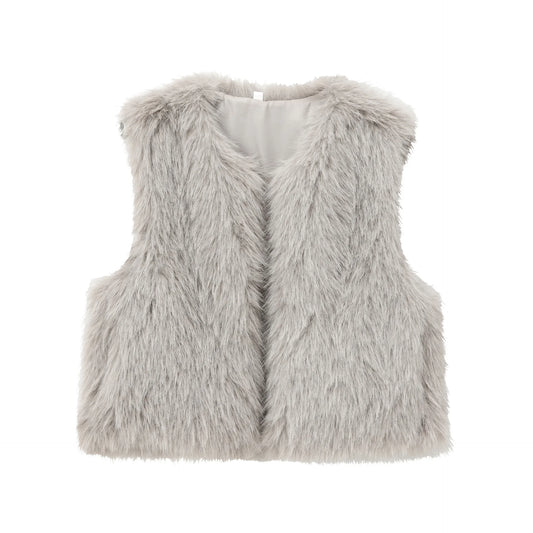 Women's Autumn Winter Faux Fur/ Warm Vest Casual Vest Coat/Sleeveless Jacket Fashion Streetwear New Outerwear.