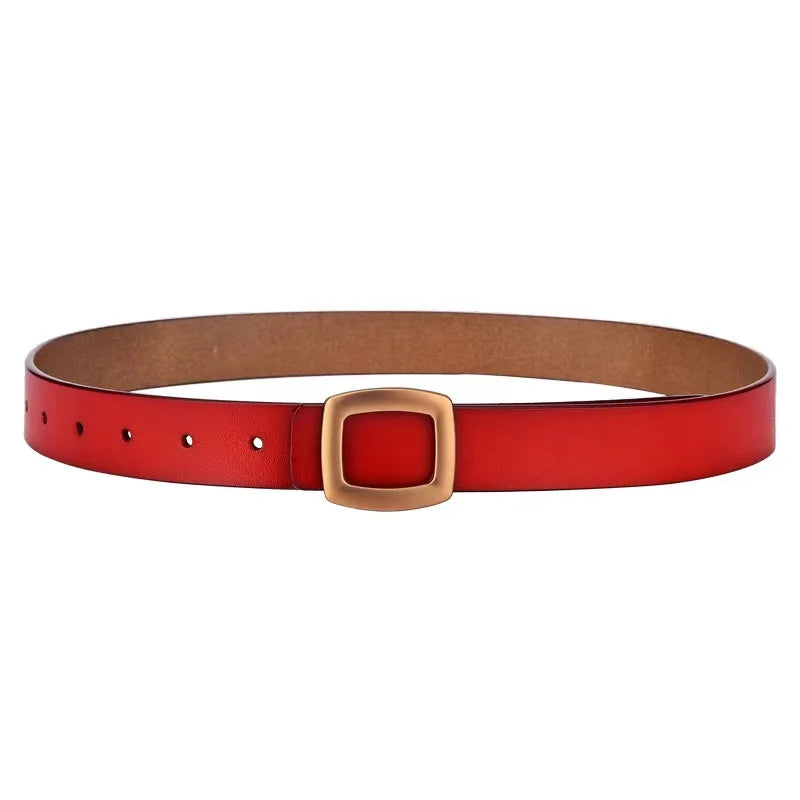 Luxury Genuine Leather Belt’s/Designer Jeans Belt/Female Waistband Fashion/Square Metal Buckle Belt.