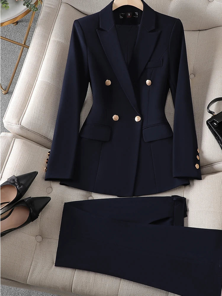 Elegant Fashioned Suit/Women Pant’s/Long Sleeve Solid Blazer/Formal 2 Piece Trouser Set/Single Breasted/Ankle Length Pant’s.