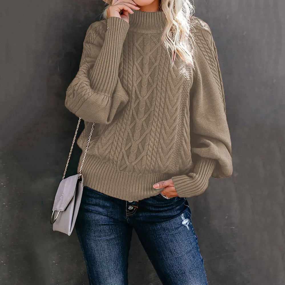 Cozy long-sleeved pullover/Solid color winter fashion/Comfy knitted sweater for women/Limid-neck sweater for women/Fashion long sleeved knitted solid color sweater.