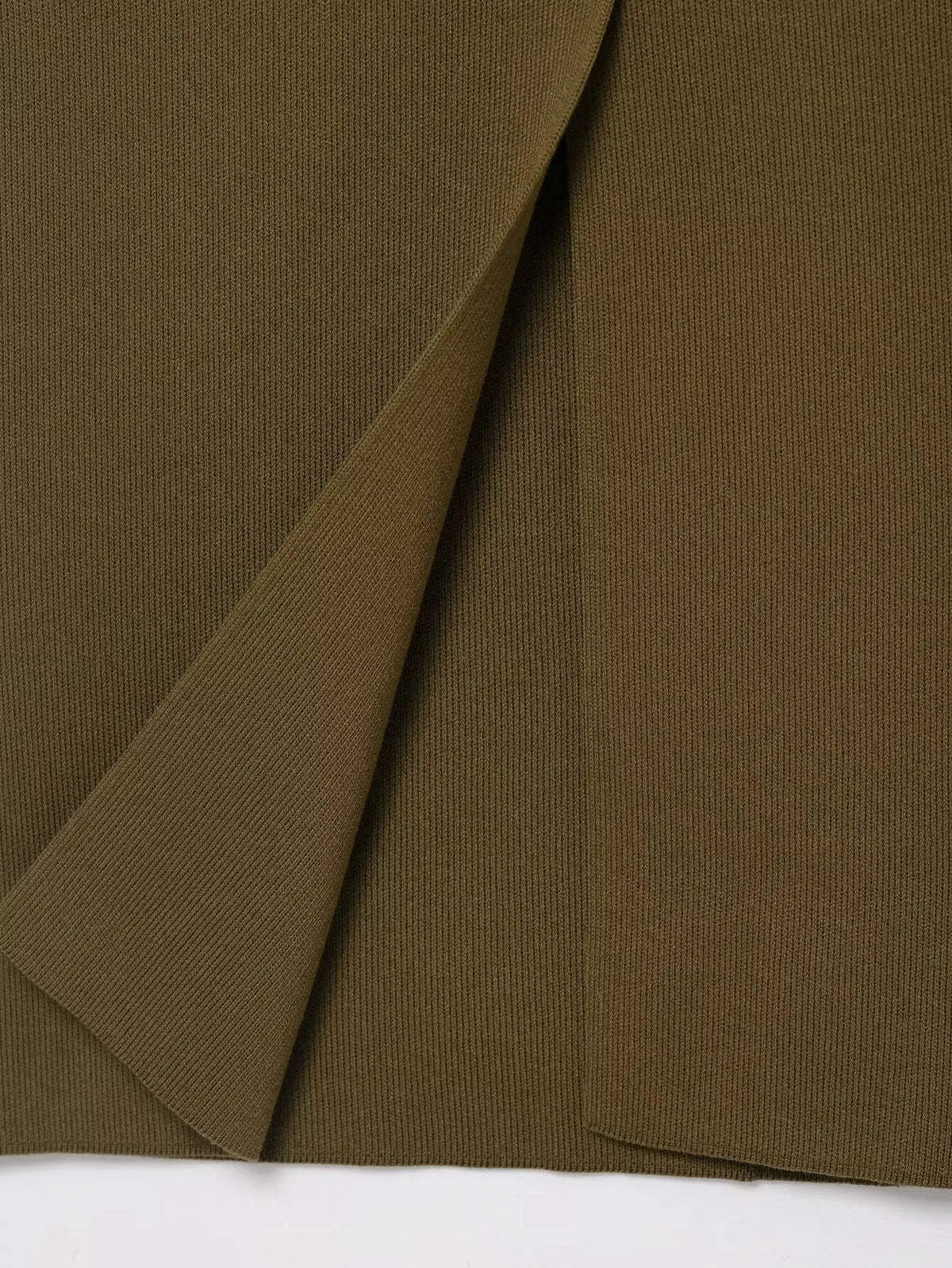 Women’s Olive Green Knit Blazer & Midi Skirt Set | Elegant Two-Piece Business Casual Suit | Fall Winter Fashion