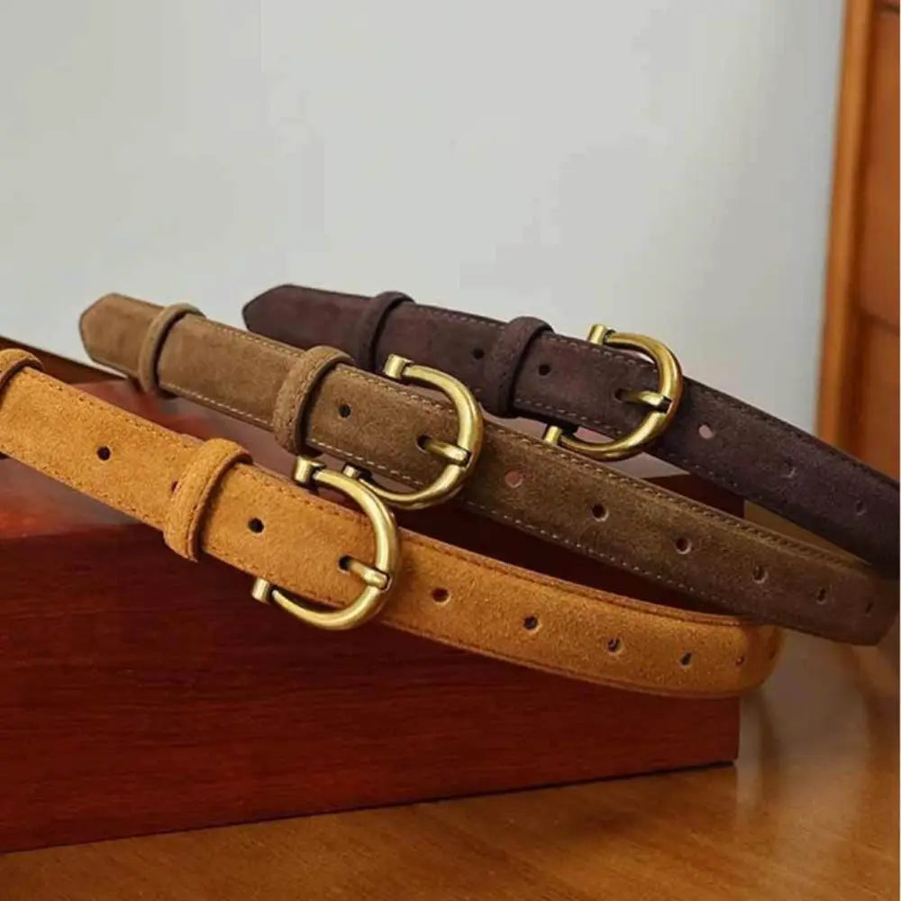 Women Luxury Design Suede Leather Belt Casual Versatile Business Waist Strap Trendy Trouser Dress Belts Gifts