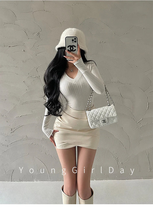 Women’s Faux Leather Ruched Mini Skirt – High Waist Bodycon Hip Wrap Club Skirt