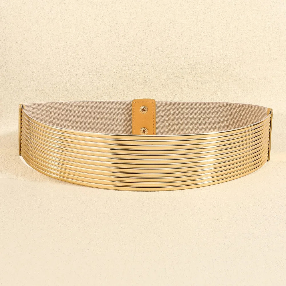 Fashioned Gold Waist Belt/Ladies Golden Buttoning Belt/Tight Waistband Fashion Accessory for Women.