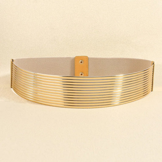 Fashioned Gold Waist Belt/Ladies Golden Buttoning Belt/Tight Waistband Fashion Accessory for Women.