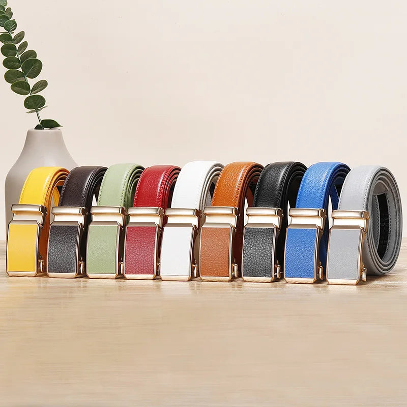 Golden Automatic Buckle Belt/Women Universal Fashion Casual Belt’s/Red Blue/Green/Black/White/Cinturon Female Waistband.