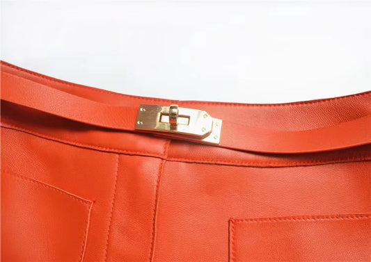 Real Sheepskin Leather Shorts for Women – 2026 New Arrival Casual Genuine Leather Shorts with White Belt, High-Quality Sheepskin, Versatile Summer & Street Style