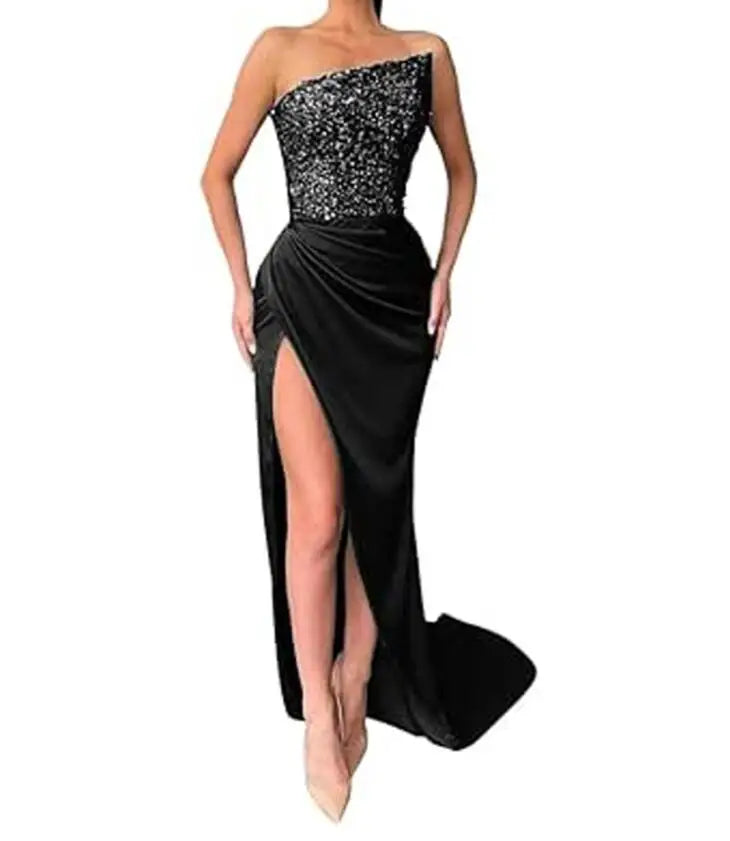Emerald Radiance Sequin Evening Gown