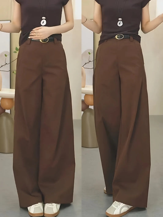 Unique Designed Khaki Pant’s/Wide Leg Cargo Pant’s/Women's Loose Slimming Trouser’s/Casual Zipper Fly Style/Straight Leg Daily Wear.