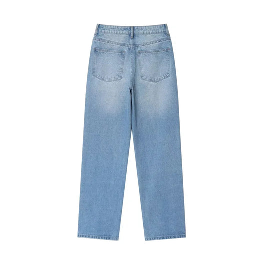 Women’s High-Waisted Straight-Leg Jeans – Classic Relaxed Fit Denim Pants