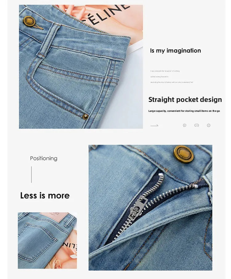 Women’s High-Waist Wide-Leg Jeans | Retro Straight-Leg Denim Pants | Light & Dark Wash