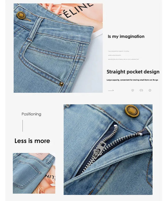 Women’s High-Waist Wide-Leg Jeans | Retro Straight-Leg Denim Pants | Light & Dark Wash