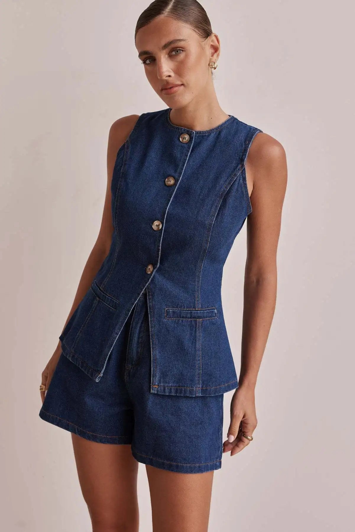 Timeless Denim Elegance™ Two-Piece Set