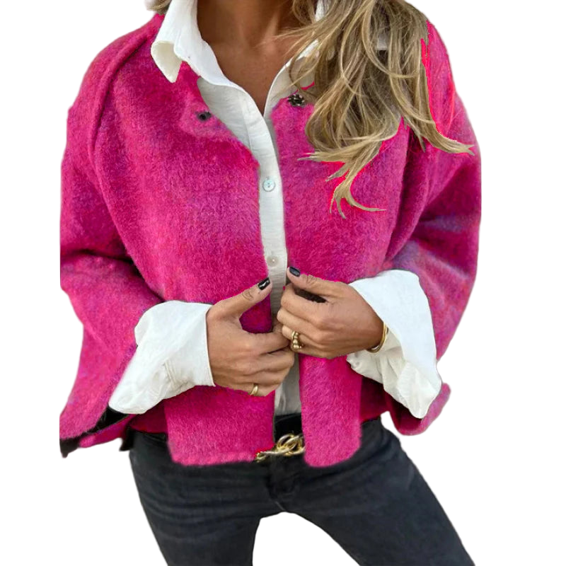 Admirable Winter Jacket Coat/Solid Tatting Craft/Wool Design Long Sleeve Short Jacket/Woman Casual Outwear.