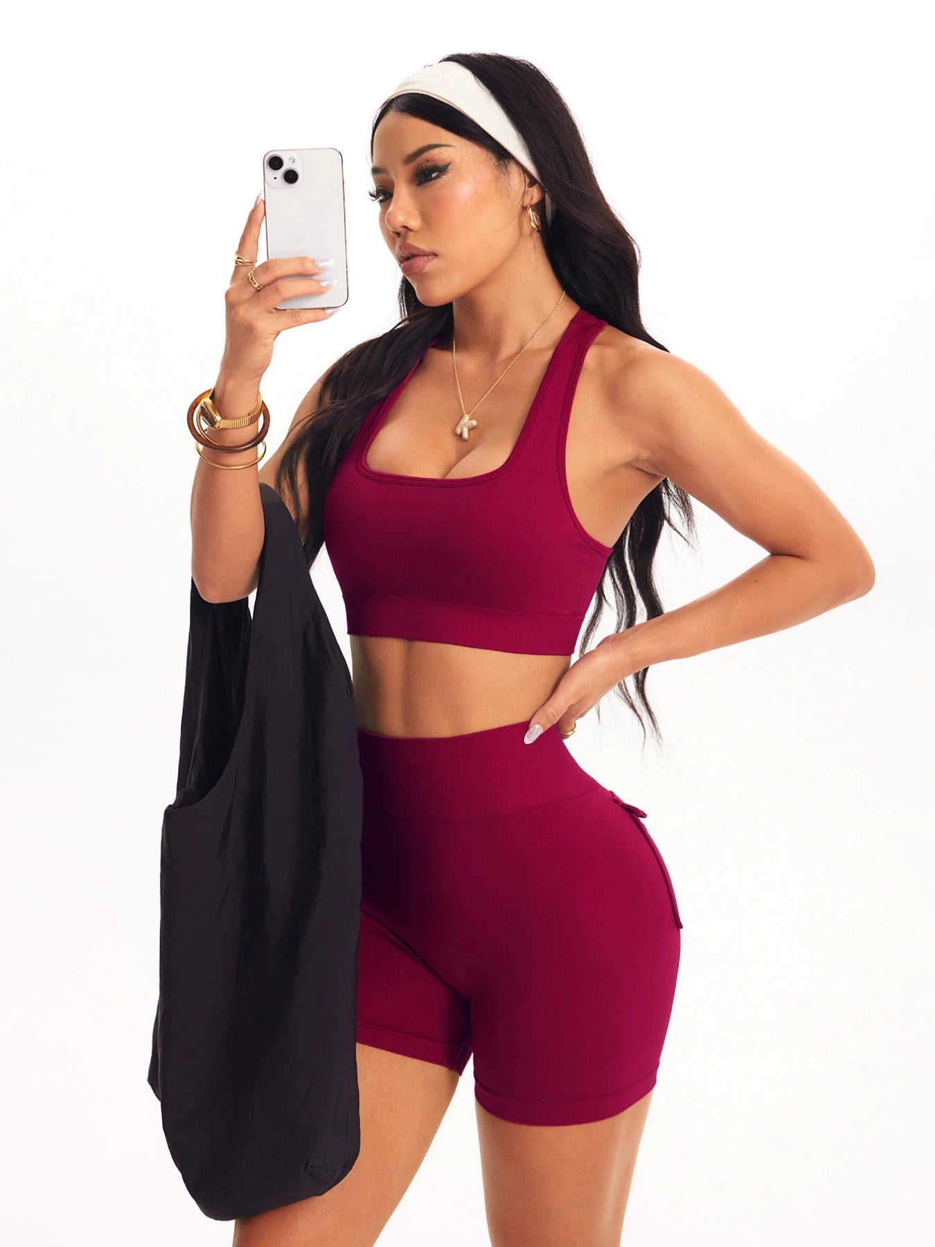 Seamless Yoga Workout Sets For Women/2 Piece Set Gym Suit/Lift’s Hip’s/High Waist Short’ With Pocket’s/Padded Tank Outfits For Fitness Running.