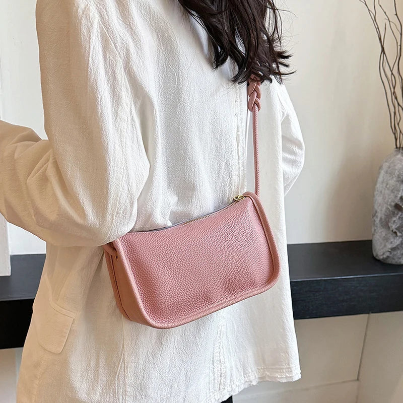 Modern Blend Boutique™ | Luxe Genuine Cowhide Leather Crossbody Bag – Premium Braided Strap Shoulder Purse for Women