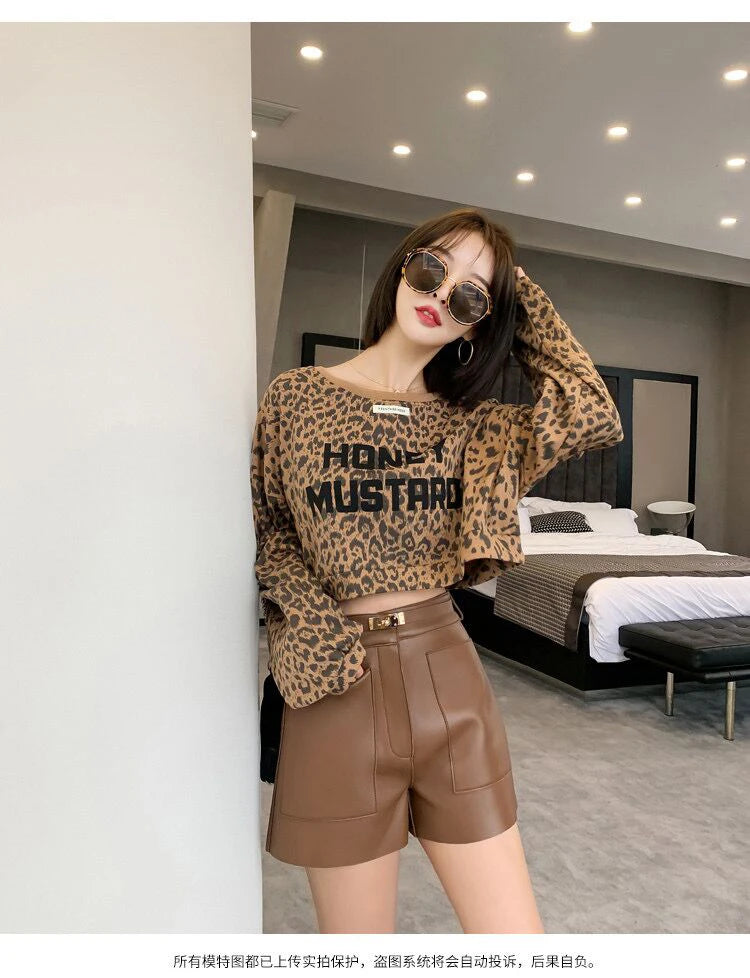 Luxury High-Waisted Faux Leather Tailored Shorts – Structured Designer-Inspired Statement Piece