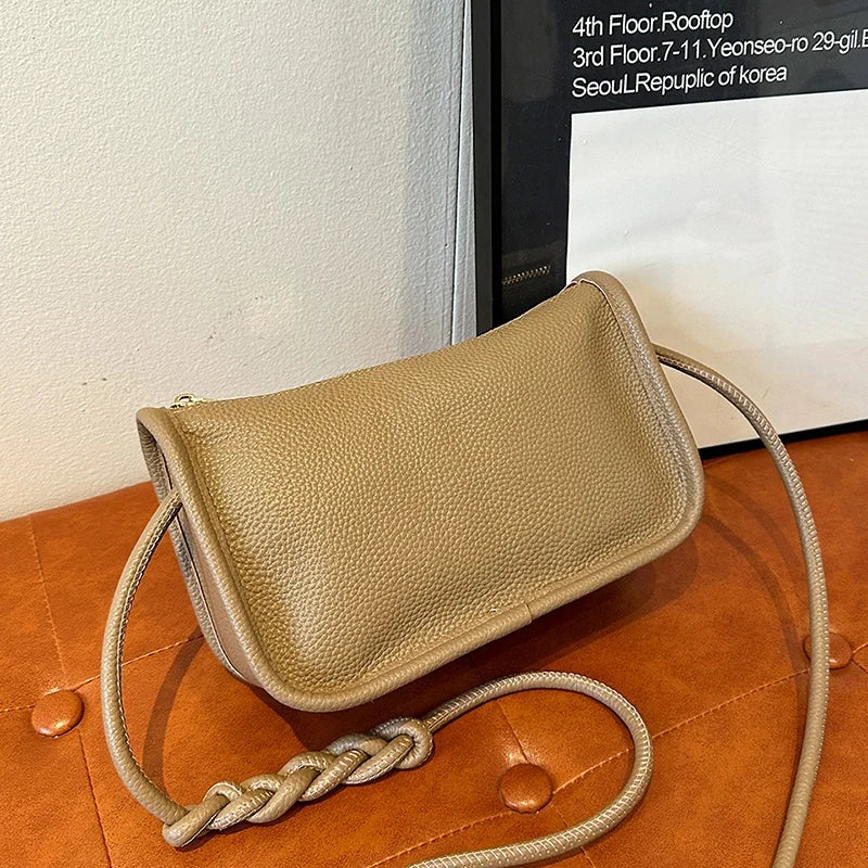 Modern Blend Boutique™ | Luxe Genuine Cowhide Leather Crossbody Bag – Premium Braided Strap Shoulder Purse for Women