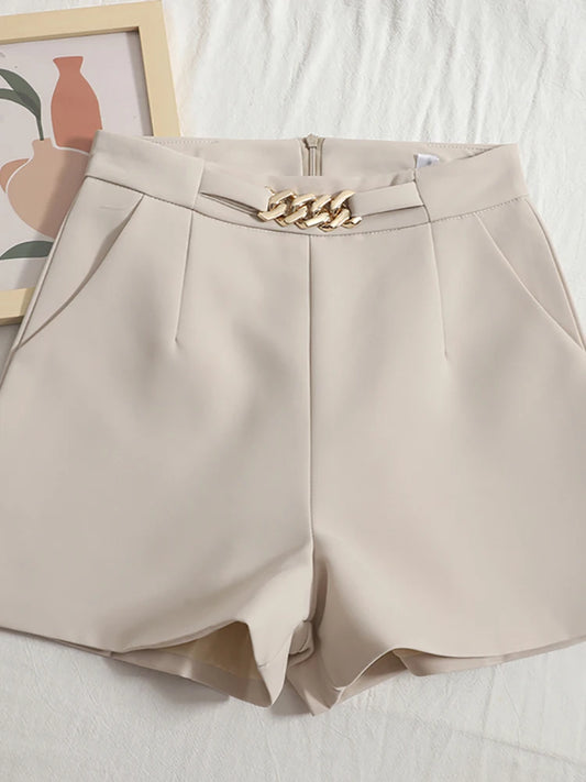 Comfortable High Waist/Slim Suit Shorts/Casual Wide Leg Shorts/HELIAR Suits Shorts/Mini Shorts Zipper A-line.