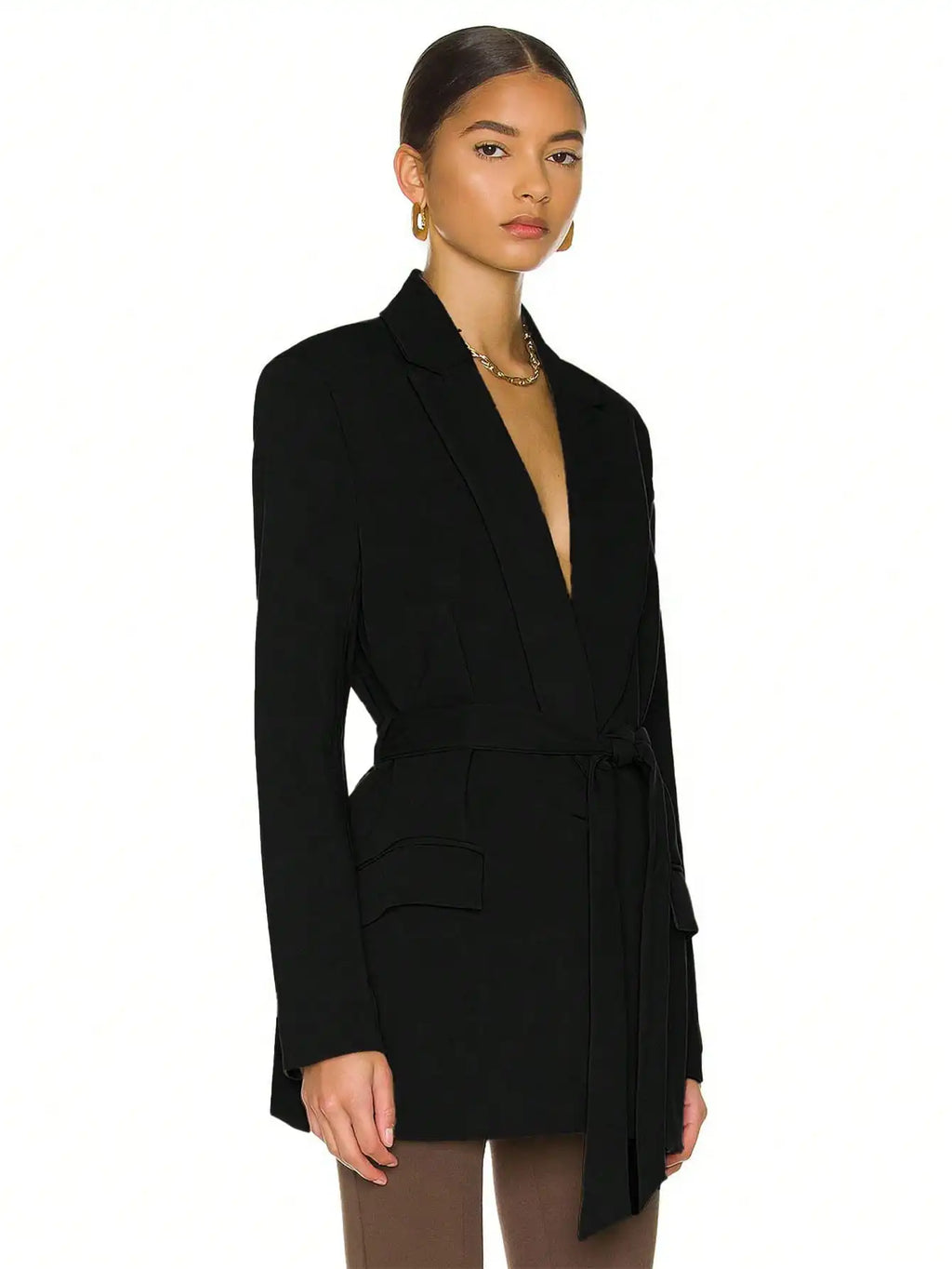 Classic Fitted Tie-Waist Blazer/Elegant Style Knitted Blazer/Jacket/Office Work Lady Fashion/Best For  Commuting.