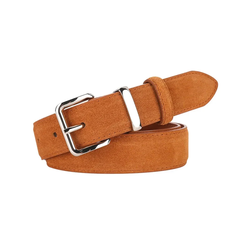 Women Luxury Design Suede Leather Belt Casual Versatile Business Waist Strap Trendy Trouser Dress Belts Gifts
