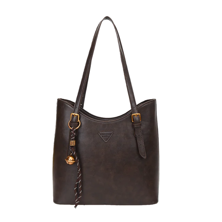 Women’s PU Leather Shoulder Tote Bag – Elegant Structured Handbag with Gold-Tone Accents | Modern Blend Boutique