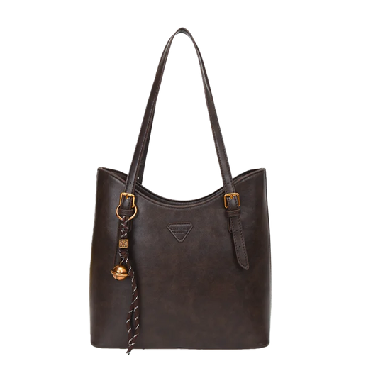 Women’s PU Leather Shoulder Tote Bag – Elegant Structured Handbag with Gold-Tone Accents | Modern Blend Boutique