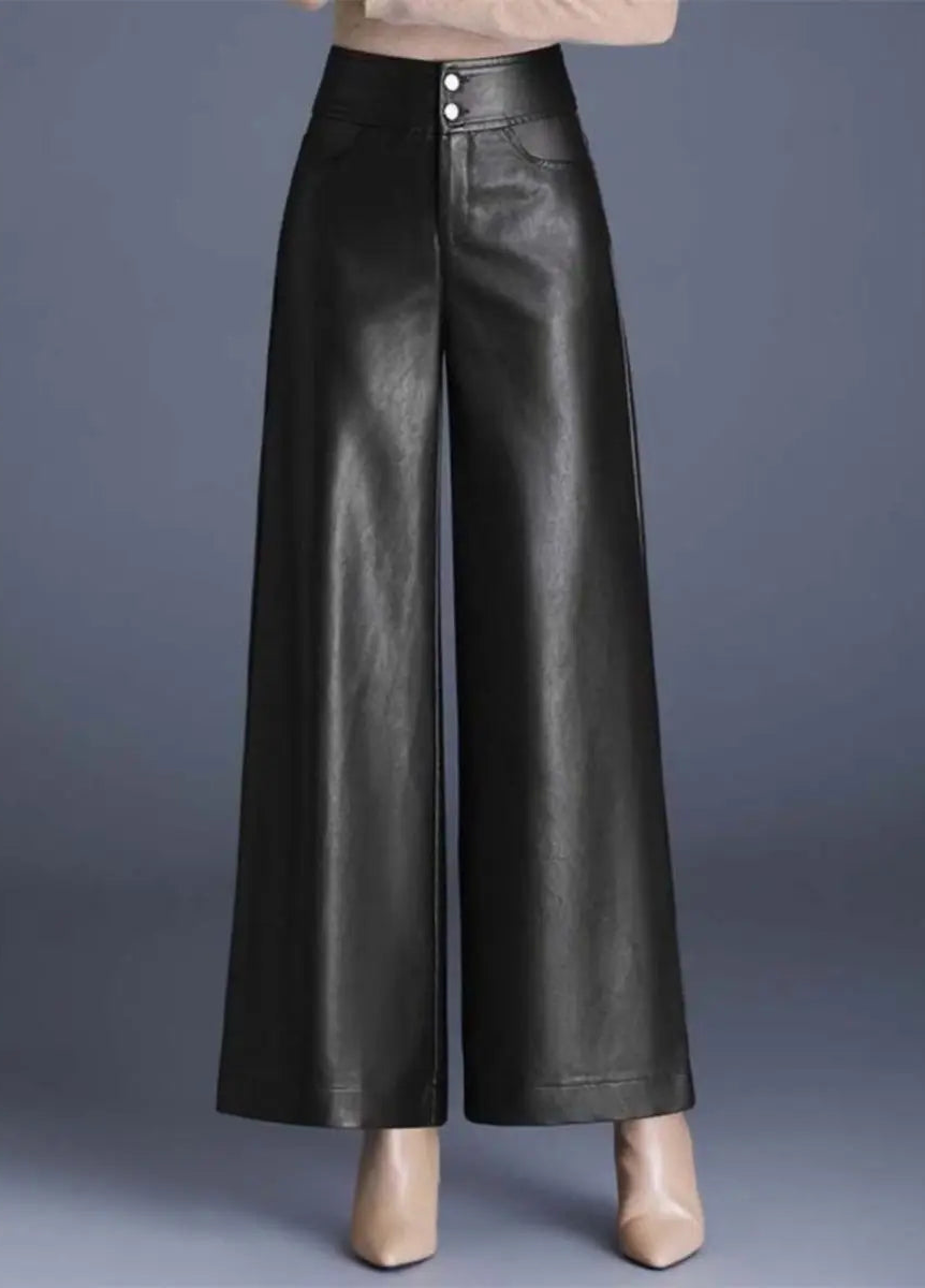 Solid Thick Leather Pant’s/Button Up Pant’s/High Waist Fitted/England Modern Style Pant’s.