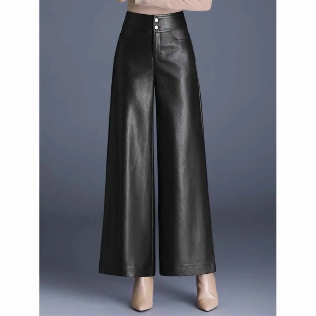 Solid Thick Leather Pant’s/Button Up Pant’s/High Waist Fitted/England Modern Style Pant’s.