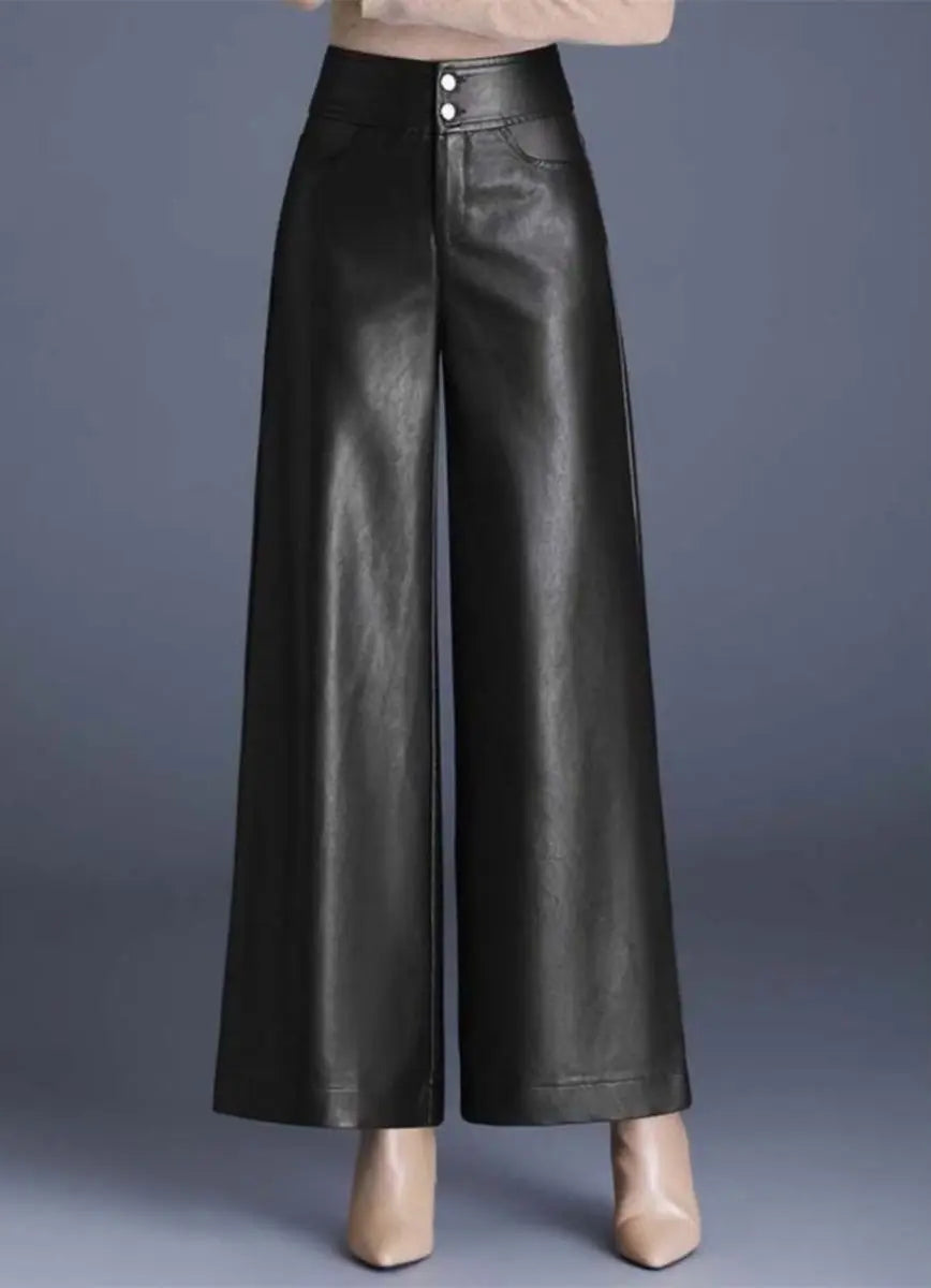 Solid Thick Leather Pant’s/Button Up Pant’s/High Waist Fitted/England Modern Style Pant’s.