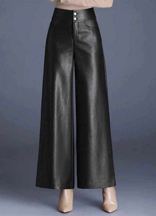Solid Thick Leather Pant’s/Button Up Pant’s/High Waist Fitted/England Modern Style Pant’s.