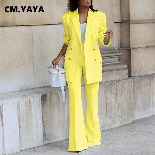 Elegant Women's Tracksuit/Double Breasted Blazers and Straight Flare Pants Suit/Matching Two 2 Piece Set Outfit’s.
