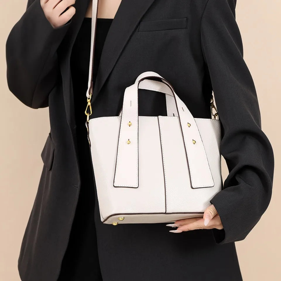Timeless Black Leather Tote & Crossbody Bag for Everyday Style
