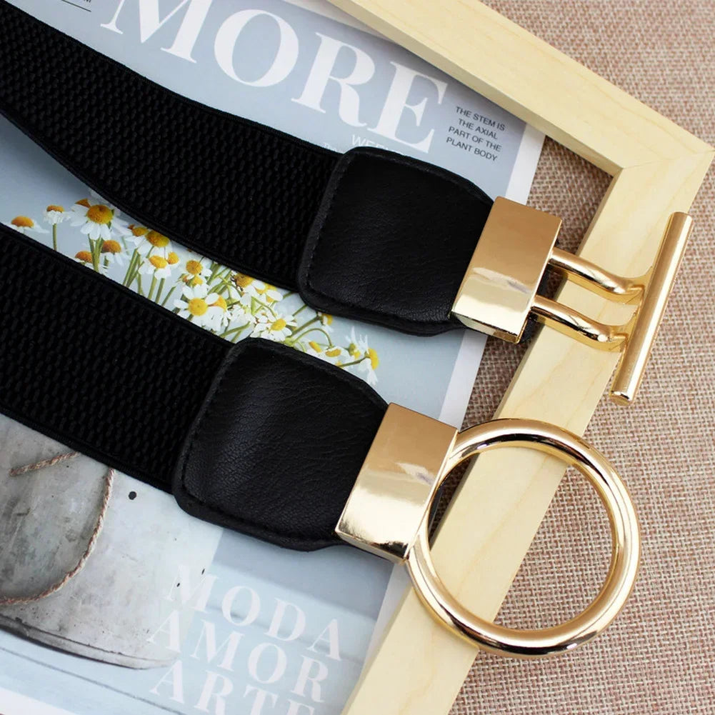 Stunning Fashion Solid Belt’s for Women/Simple Waist Elastic/Round Buckle Decoration Girdle Belt.