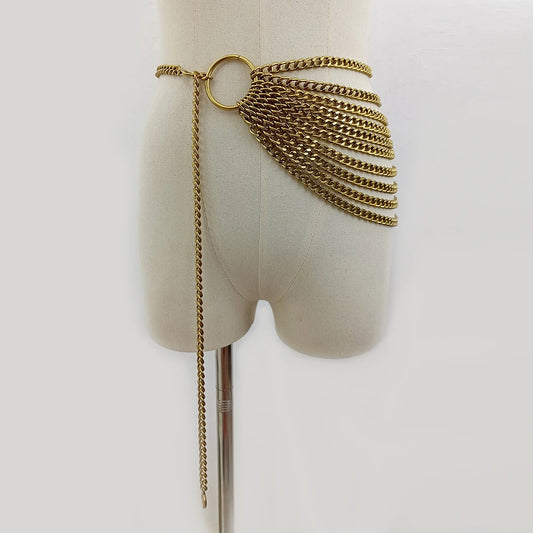 Stunning Punk Metal Belt’s/Gold Chain Belt/Metal Waist Tassel/High Quality Adjustable Goth Waistband.