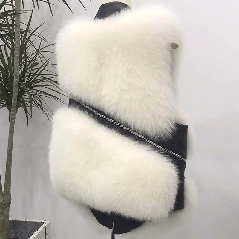 Autumn Winter New Women Fur Grass Coat/Vests V-Neck Solid ButtonZipper/ Simplicity Fashion Luxury Loose/Sleeveless Cardigan Coat.
