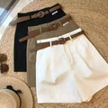 New Chic Fashion Lady's Short’s/Belted Elegant Short’s/Women's Straight Leg Matching Basic Female Wide Leg Short’s.