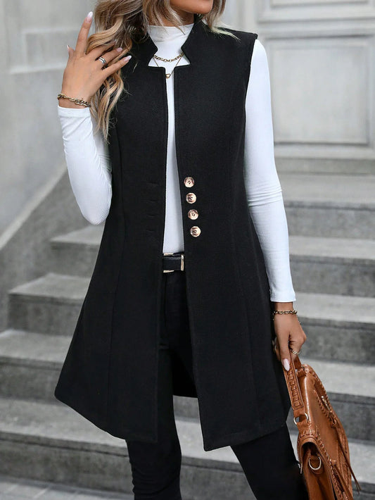 New  Fashion Women's Vest/Sleeveless Single-breasted/Trendy Long Vests Female Clothes Coats Tops.