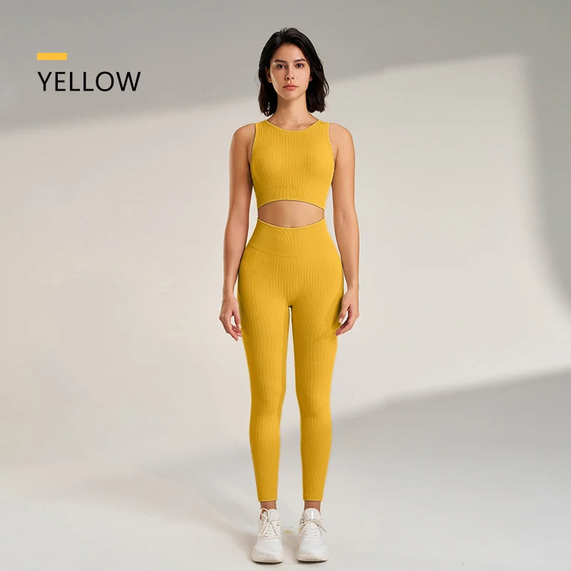 Women's Sports Fitness Suit/High Intensity Workout Shockproof Bra/High Waisted Leggings Tights Yoga Suit Training Set.