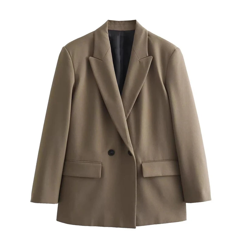 Women’s Plaid Single-Button Blazer – Tailored Notched Collar Jacket | Elegant Office & Casual Chic Outerwear