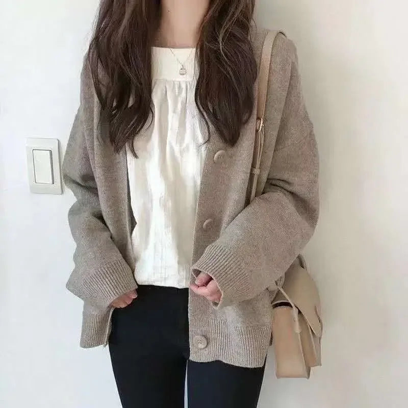 Oversized Women’s Cardigan | Soft Knit V-Neck Button Sweater | Relaxed Longline Layer