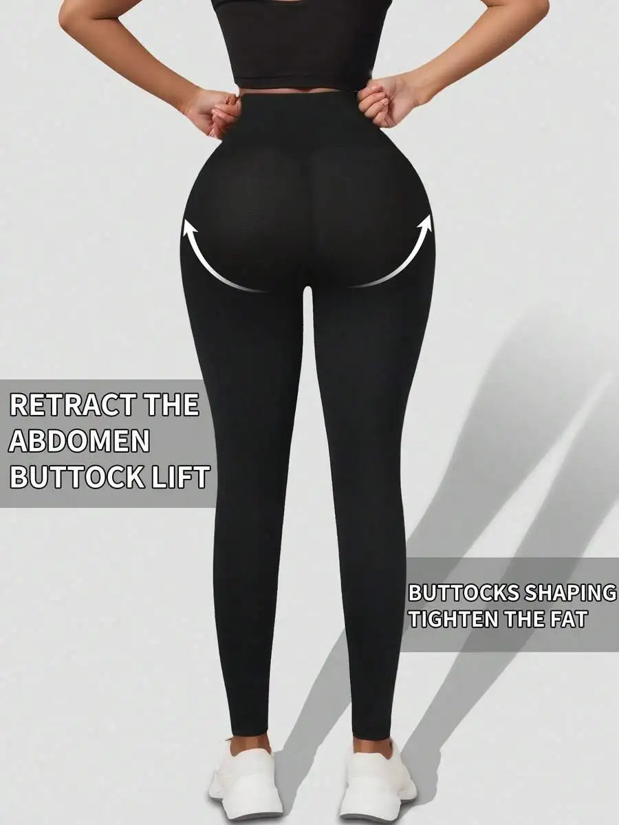 Women’s High-Waisted Compression Leggings – Adjustable Hook & Eye Tummy Support, Sculpting Stretch Pants