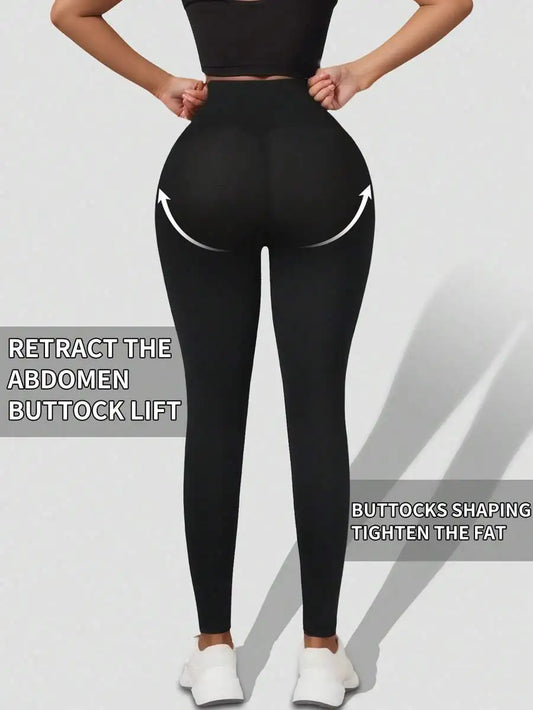 Women’s High-Waisted Compression Leggings – Adjustable Hook & Eye Tummy Support, Sculpting Stretch Pants