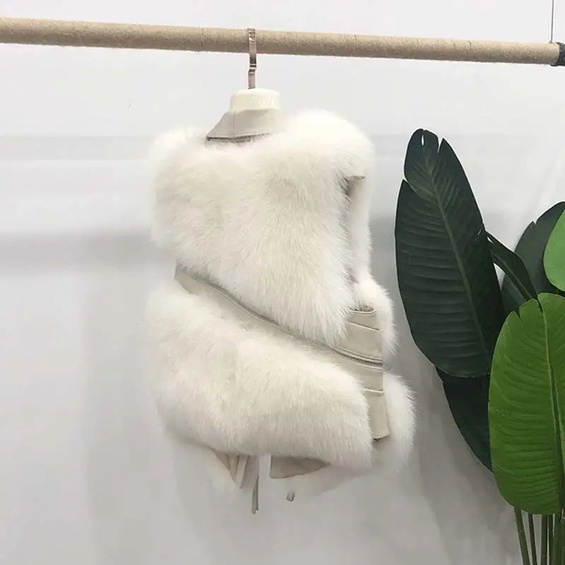 Autumn Winter New Women Fur Grass Coat/Vests V-Neck Solid ButtonZipper/ Simplicity Fashion Luxury Loose/Sleeveless Cardigan Coat.