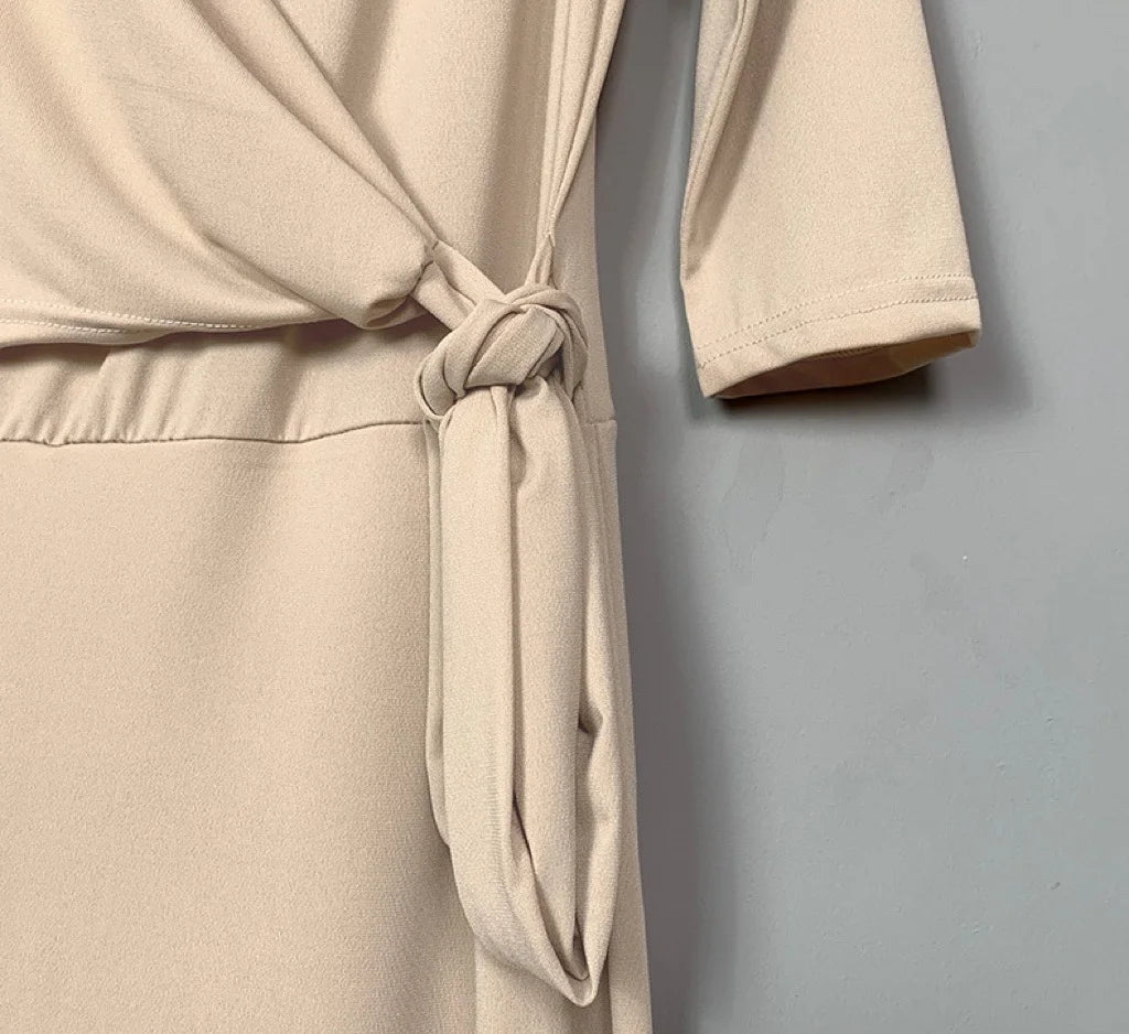 Slimming V-Neck Belted Maxi Dress.