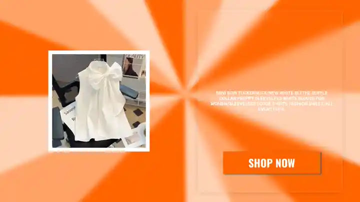 Mini Bow Tuckernuck/NEW White Blythe Ruffle Collar Preppy Sleeveless White Blouse for Women/Sleeveless Loose Shirts Fashion Sweet/All EventTops. by@Outfy